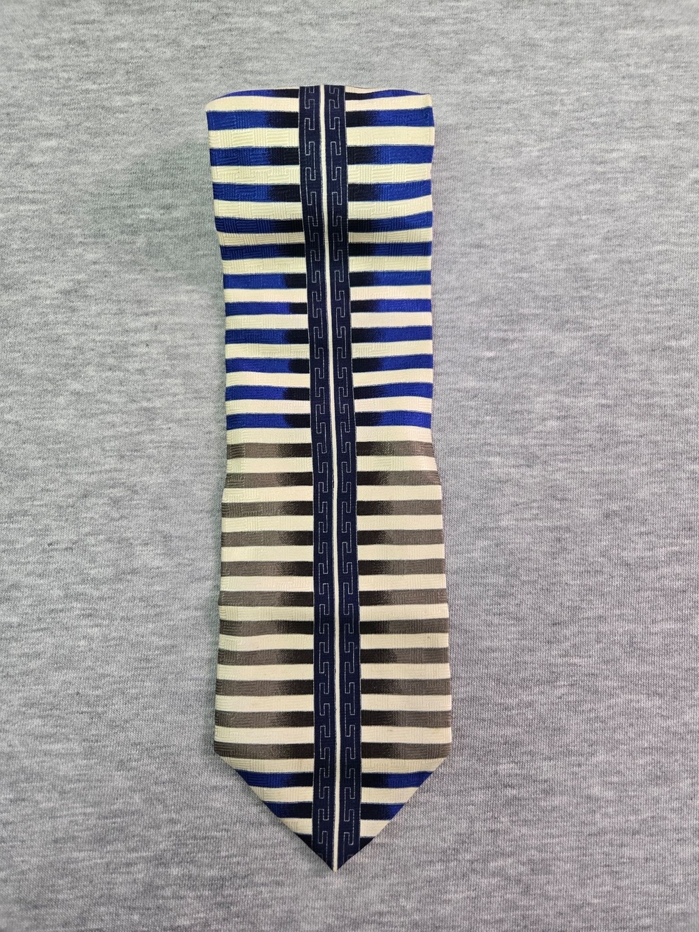 Fratelli Tie Mens One Size Blue Striped 100% Silk Jacquard Classic Necktie Italy